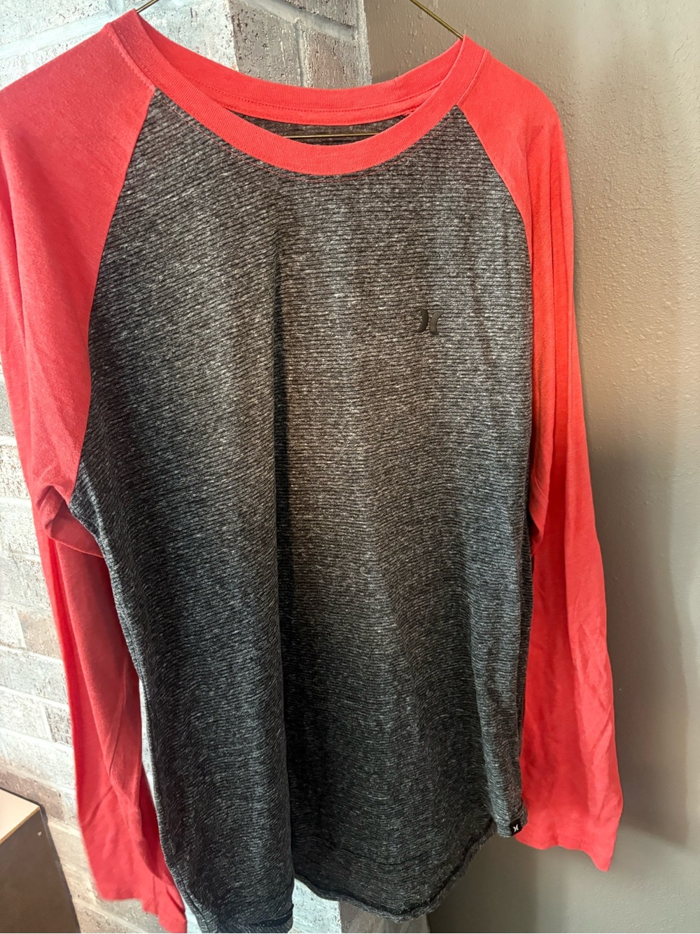 Hurley Coral Raglan Long-Sleeve Tee with Charcoal Body